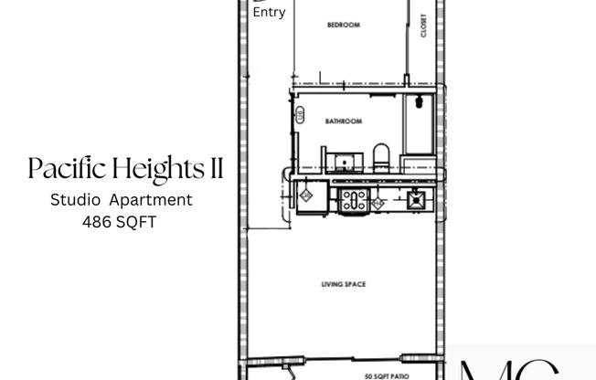 Studio, 1 bath, 486 sqft, $2,075, Unit 104