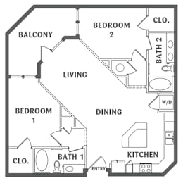 2 beds, 2 baths, 1,120 sqft, $1,688