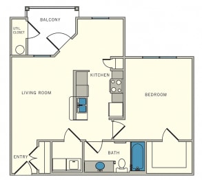 1 bed, 1 bath, 734 sqft, $1,045