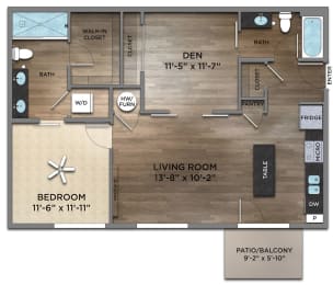 1 bed, 2 baths, 971 sqft, $1,736