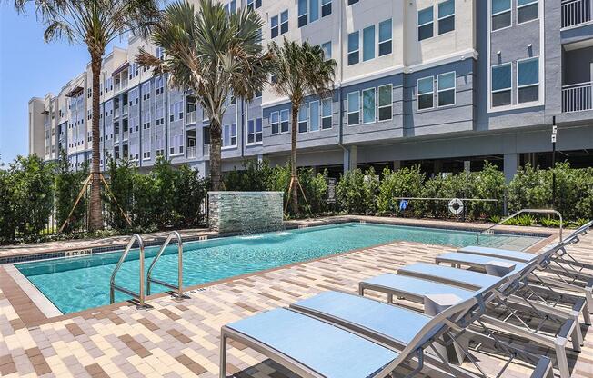 Resort-Style Pool at The Exchange Luxury Apartments in St. Petersburg, FL