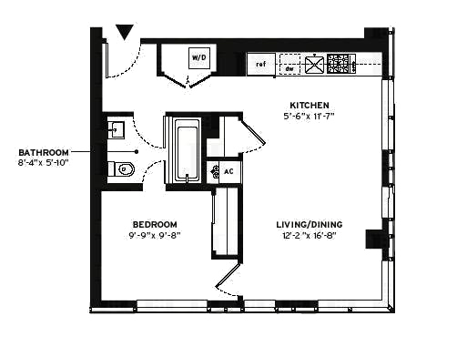 1 bed, 1 bath, $3,800, Unit 806