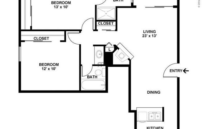 2 beds, 2 baths, 932 sqft, $1,610