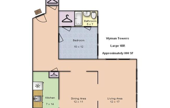 1 bed, 1 bath, 550 sqft, $1,450, Unit 404