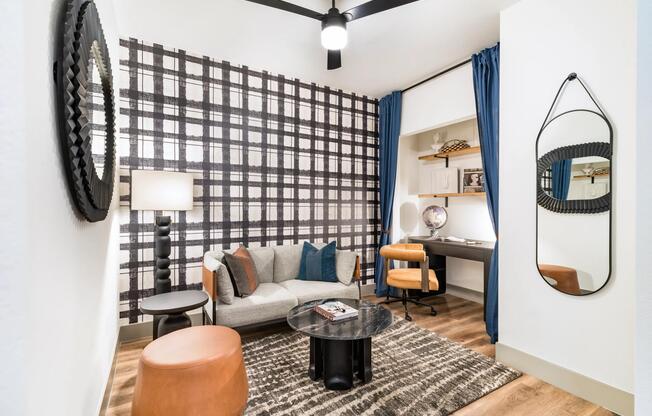 Flexible den layouts provide the perfect space for a home office, creative studio, media room, or additional lounge area.