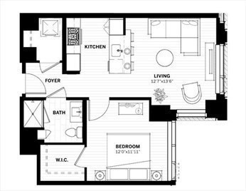 1 bed, 1 bath, 646 sqft, $5,300, Unit 1719