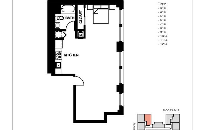 1 bed, 1 bath, 690 sqft, $1,916.67, Unit BEI-0614