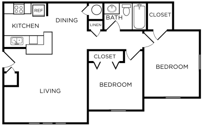 2 beds, 1 bath, 780 sqft, $1,514