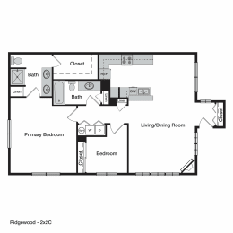 2 beds, 2 baths, 1,371 sqft, $1,970