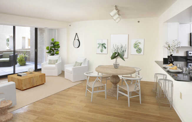 Kitchen and Dining Area with Hard Surface Flooring with Private Balcony