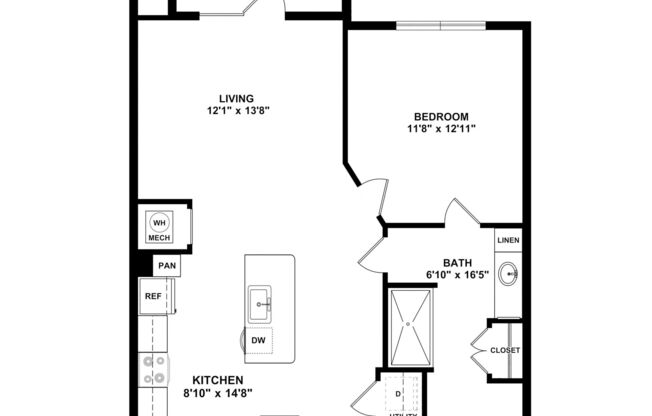 1 bed, 1 bath, 750 sqft, $926