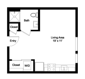 Studio, 1 bath, 415 sqft, $1,339