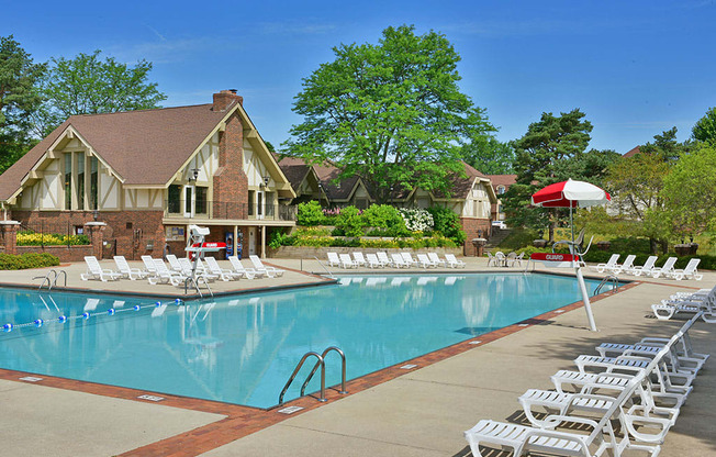 Swimming Pool and Sundeck at The Village Apartments, Wixom, MI, 48393