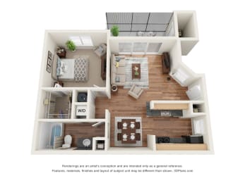 1 bed, 1 bath, 590 sqft, $1,329