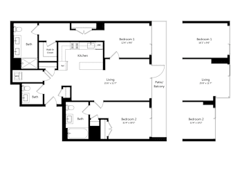 2 beds, 2.5 baths, 1,159 sqft, $4,372