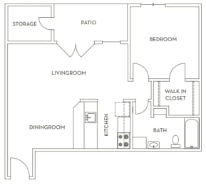 1 bed, 1 bath, 679 sqft, $1,299