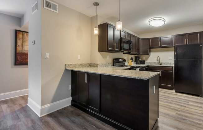 Kitchen in a 3 bedroom apartment at Halcyon Apartments