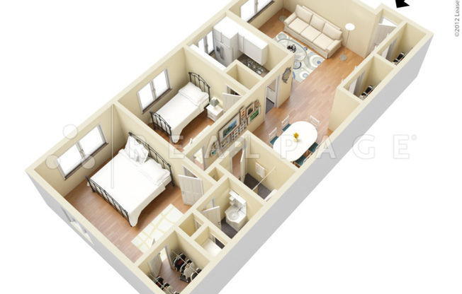 2 beds, 2 baths, 970 sqft, $1,866