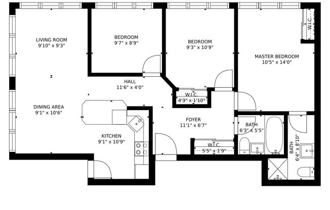 3 beds, 2 baths, $2,900, Unit 1301-4E
