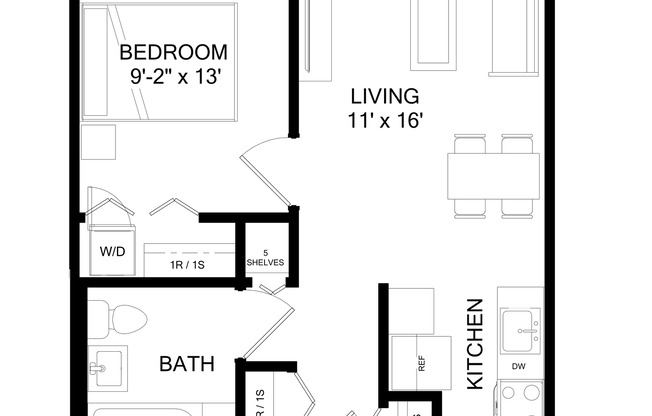 1 bed, 1 bath, 530 sqft, $1,116, Unit 805