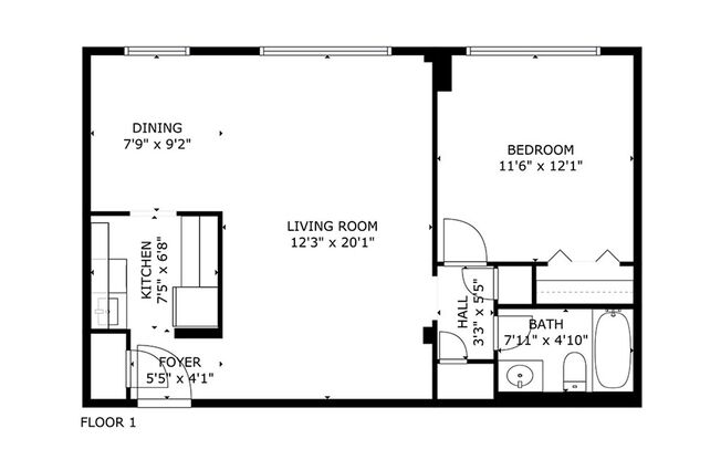 1 bed, 1 bath, 635 sqft, $1,125