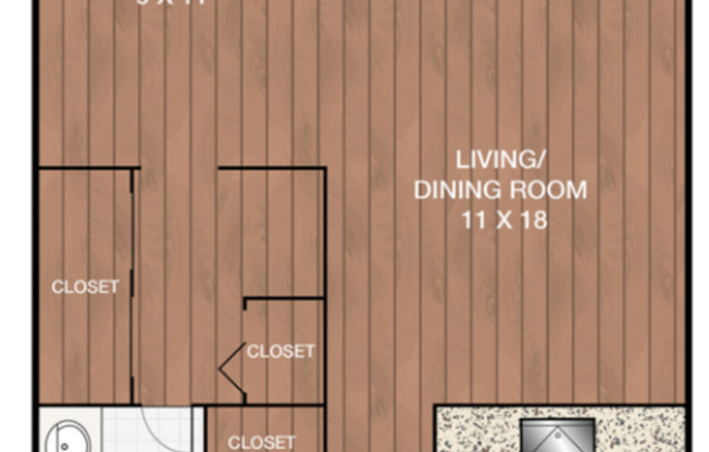 Studio, 1 bath, 576 sqft, $1,499, Unit 315