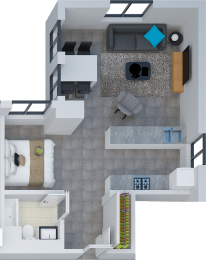 Studio, 1 bath, 660 sqft, $1,743