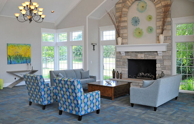 Fireplace Clubhouse Seating at The Springs Apartment Homes, Novi