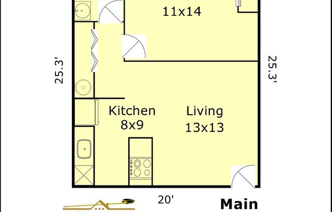 1 bed, 1 bath, 505 sqft, $1,075, Unit 18