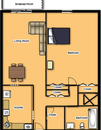 1 bed, 1 bath, 810 sqft, $1,665, Unit 1D12