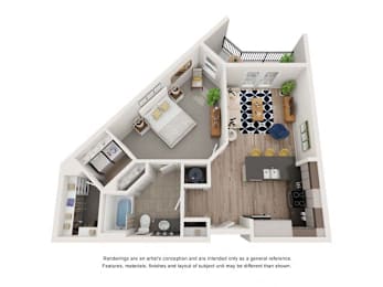 1 bed, 1 bath, 714 sqft, $1,642