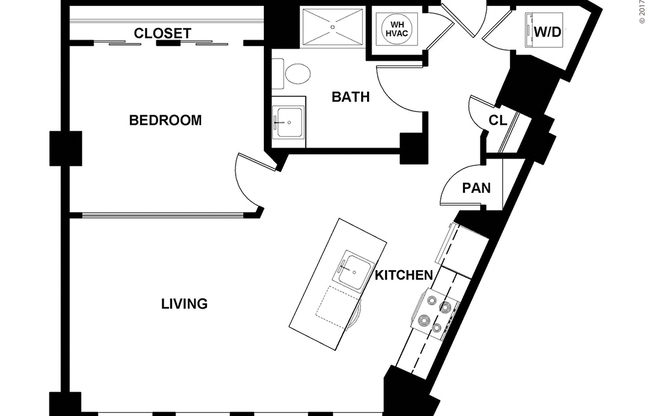 1 bed, 1 bath, 633 sqft, $1,350