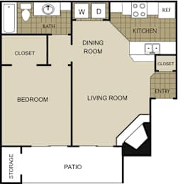 1 bed, 1 bath, 621 sqft, $1,280