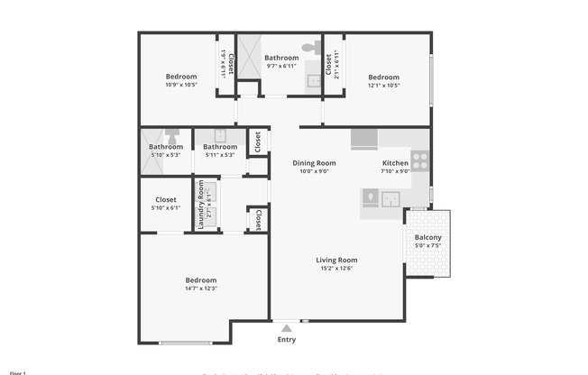 3 beds, 2 baths, 1,108 sqft, $2,150, Unit 1806