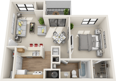 1 bed, 1 bath, 719 sqft, $1,231