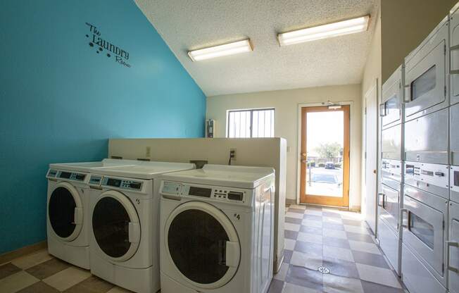 Community laundry facility at Comanche Wells Apartments in Albuquerque NM October 2020