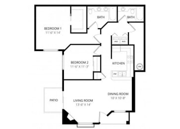 2 beds, 2 baths, 1,093 sqft, $2,549