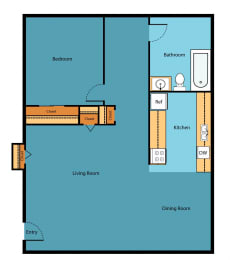 1 bed, 1 bath, 525 sqft, $1,400