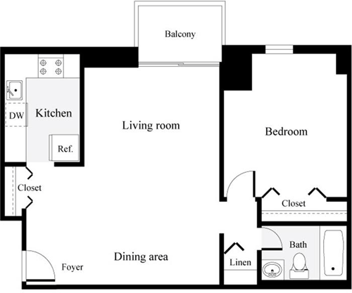 1 bed, 1 bath, 537 sqft, $2,014, Unit 1223