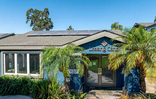 A building with a sign that says Leasing Center.