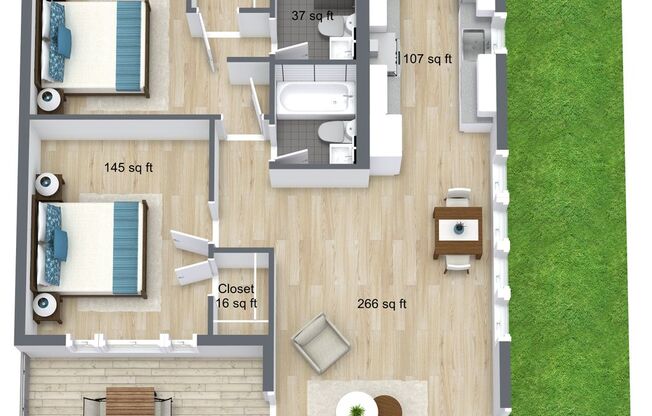 2 beds, 2 baths, 825 sqft, $4,595, Unit 6226