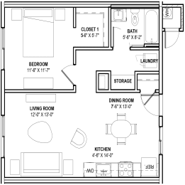 1 bed, 1 bath, 624 sqft, $1,469