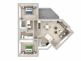 2 beds, 2 baths, 1,052 sqft, $1,525