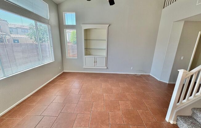 THIS IS A CHARMING TWO-STORY NORTH LAS VEGAS HOME WITH 2 BEDROOMS, 2.5 BATHS AND A TWO-CAR ATTACHED GARAGE. FEATURING TILE AND CARPET FLOORING, NEUTRAL PAINT, AND BLINDS THROUGHOUT, THE MAIN LEVEL OFFERS AN OPEN LIVING AND DINING AREA THAT FLOWS INTO A KI