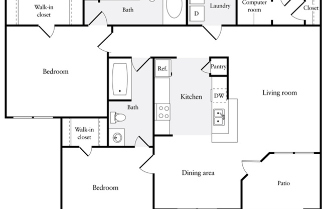 2 beds, 2 baths, 1,055 sqft, $1,581
