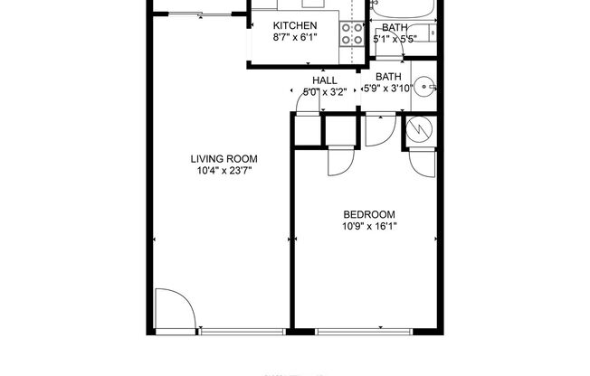 1 bed, 1 bath, 558 sqft, $825