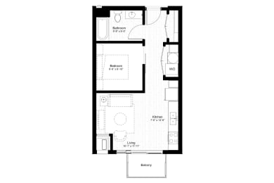 Studio, 1 bath, 540 sqft, $1,407