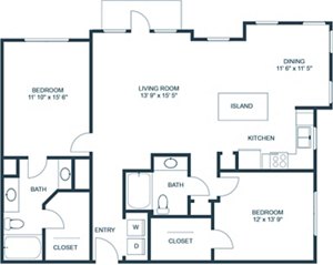 2 beds, 2 baths, 1,280 sqft, $2,252