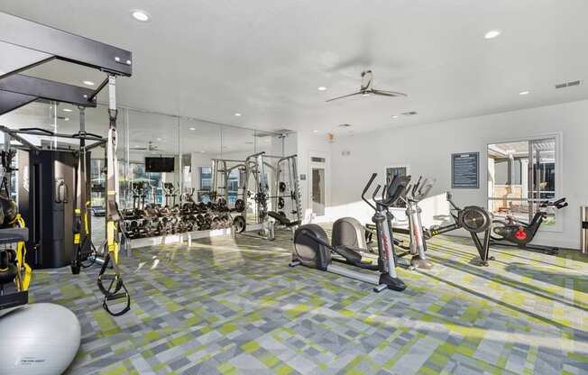 Community gym at Park West Apartments in Houston, Texas