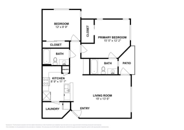 2 beds, 2 baths, 936 sqft, $1,485